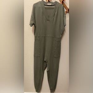 Zenana Super Cozy Slouchy Green Jumpsuit